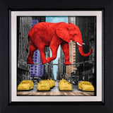 Red Animals Elephant Pink Rhino Canvas Wall Art