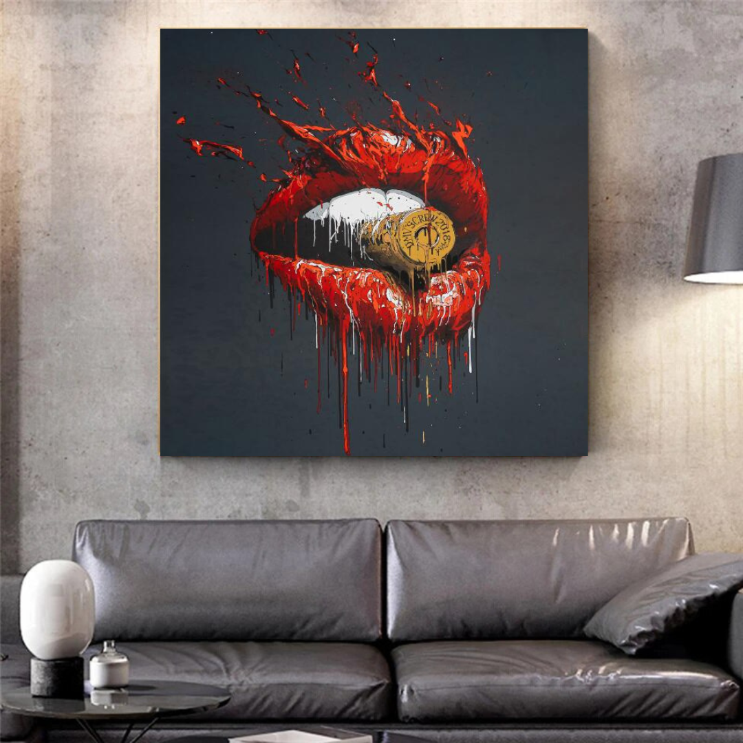 Red Lips Bullet Art Canvas Abstract Wall Décor