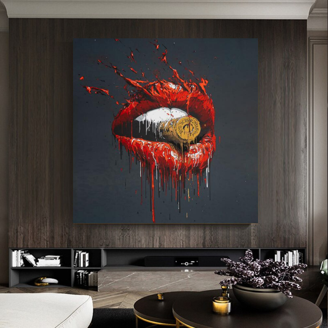 Red Lips Bullet Art Canvas Abstract Wall Décor
