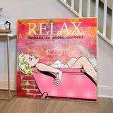 Relax Woman Bathing Print Poster on Canvas - Home Decor Wall Art