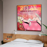 Affiche imprimée sur toile avec femme relaxante, décoration murale pour la maison