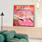 Relax Woman Bathing Print Poster on Canvas - Home Decor Wall Art