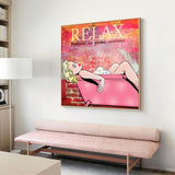 Relax Woman Bathing Print Poster on Canvas - Home Decor Wall Art