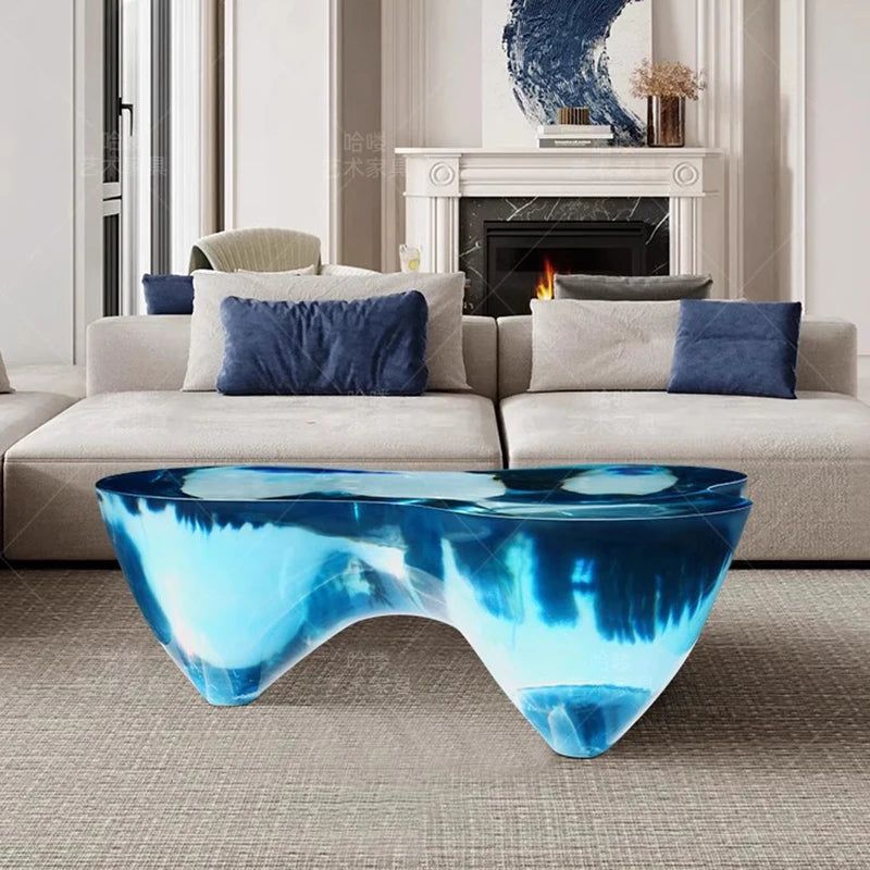 Resin Figurine Glass Coffee Table