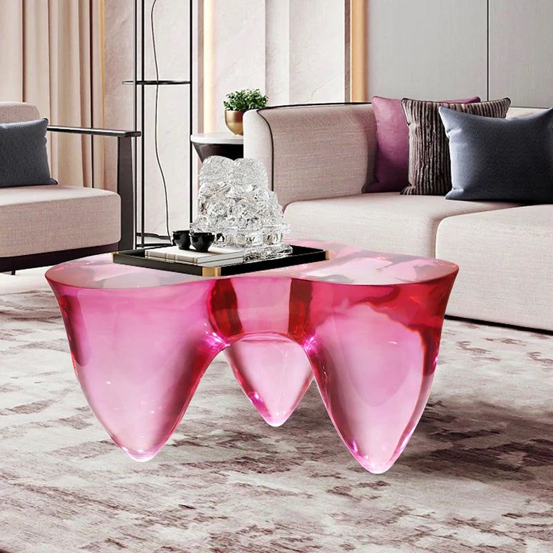 Resin Figurine Glass Coffee Table