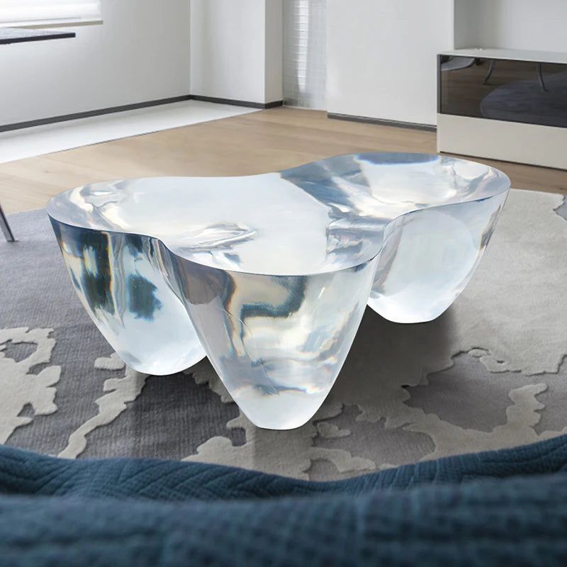 Resin Figurine Glass Coffee Table