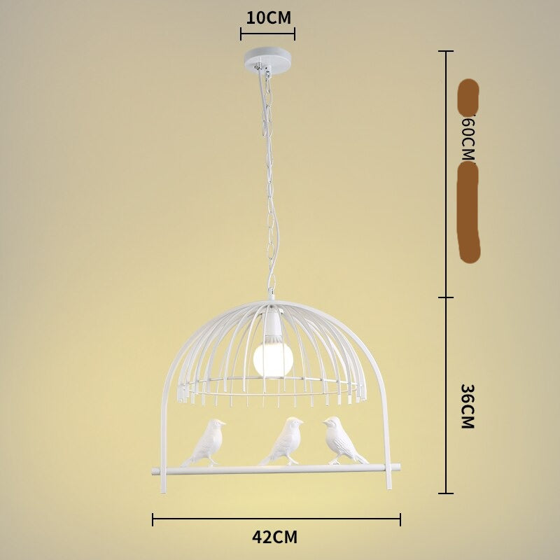 Lustre cage à oiseaux en fer et résine