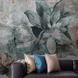 Papier Peint Mural Feuilles Rétro - Design Premium