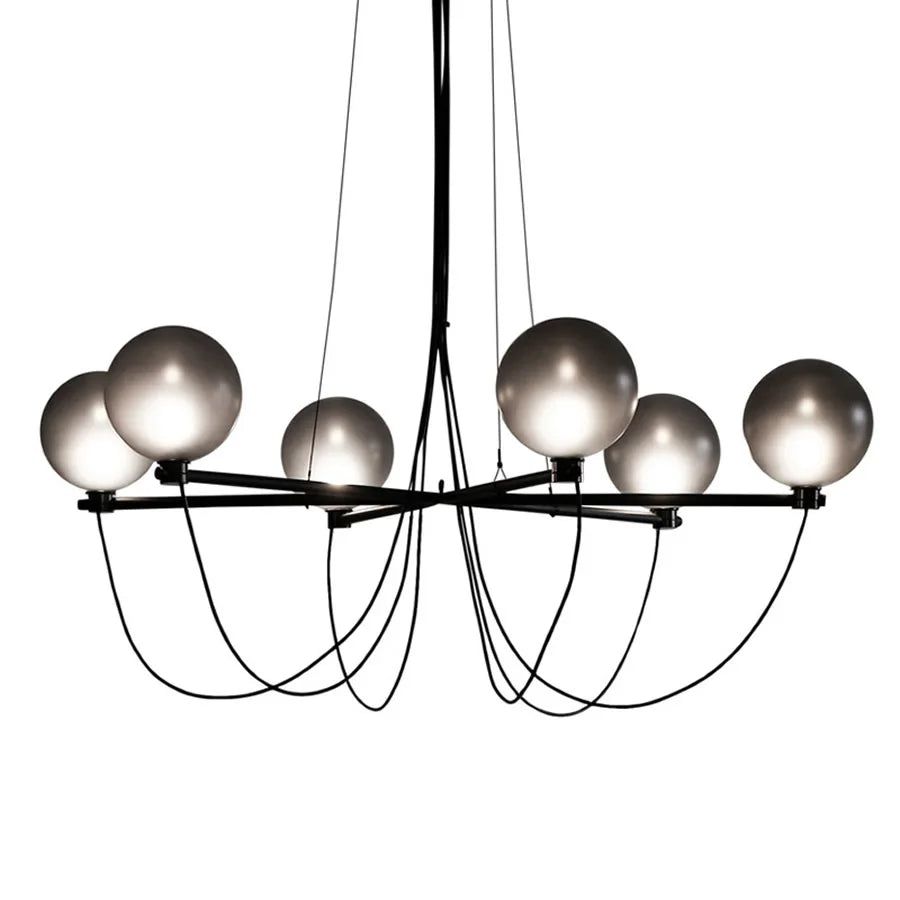 Retro Misty Gray Glass Ball LED Chandelier