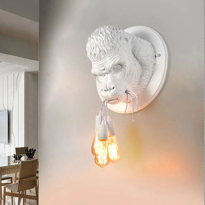 Retro Resin Gorilla Wall Lamp Decor