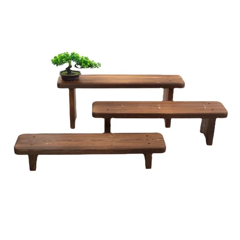 Retro Solid Oak Wood Shoe Long Bench