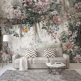 Retro Vine Flowers Wallpaper for Home Wall Decor