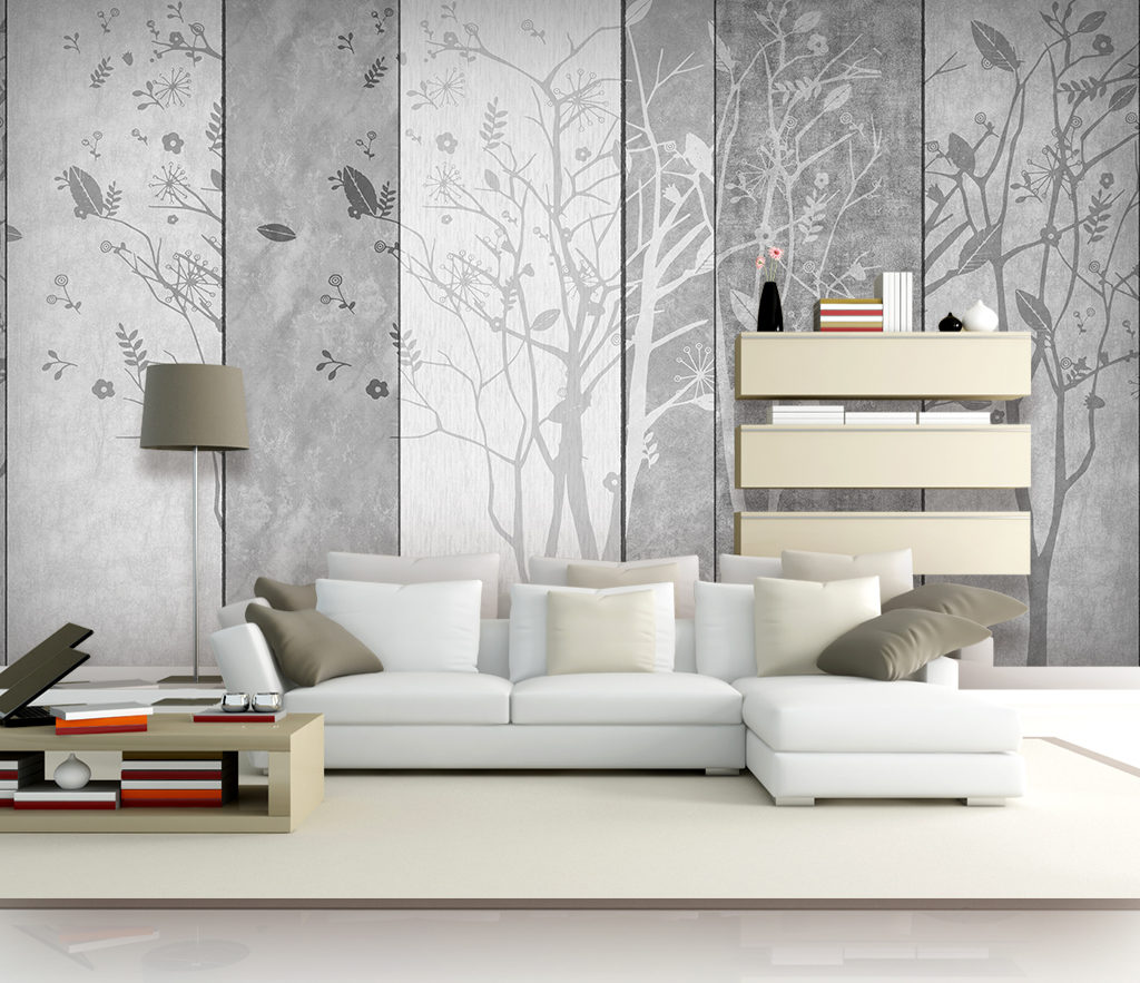 Retro Woods Theme Design: Tree Planks Wallpaper Murals