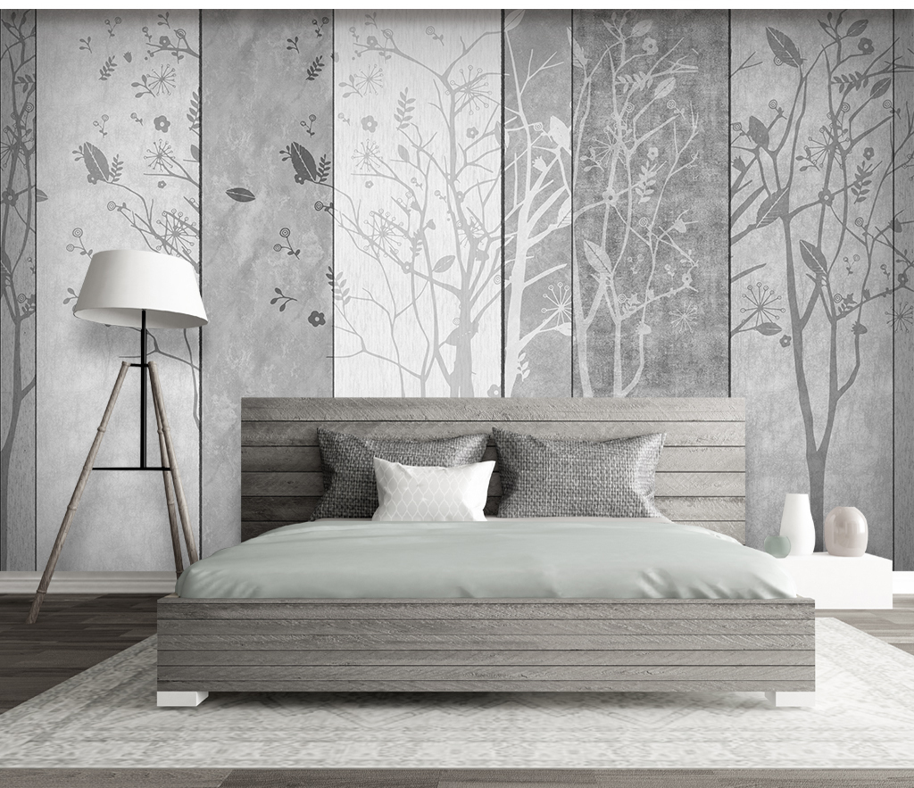 Retro Woods Theme Design: Tree Planks Wallpaper Murals