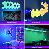 RGB Bluetooth LED Hexagon Light Indoor Wall Light APP Remote Control Night Light Computer Game Room Bedroom Bedside Decoration