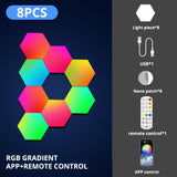 RGB Bluetooth LED Hexagon Light Indoor Wall Light APP Remote Control Night Light Computer Game Room Bedroom Bedside Decoration