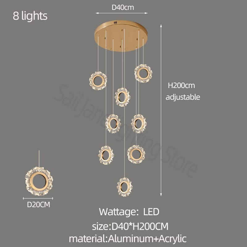 Rings LED Light Staircase Chandelier – Style Your Staircase