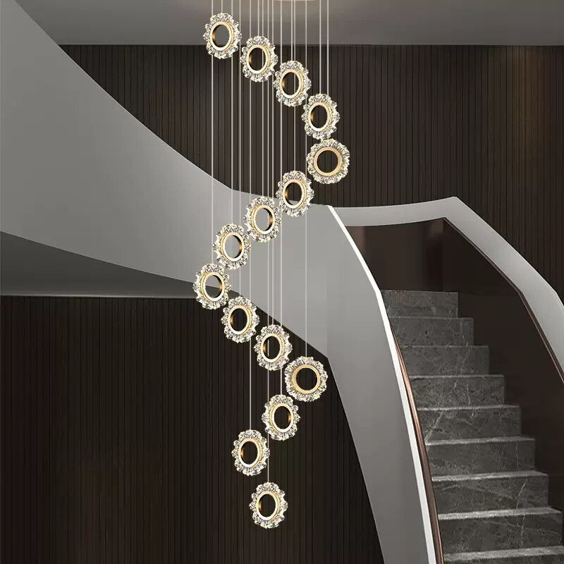 Rings LED Light Staircase Chandelier Light Your Staircase