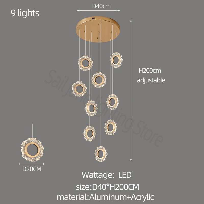 Rings LED Light Staircase Chandelier – Style Your Staircase