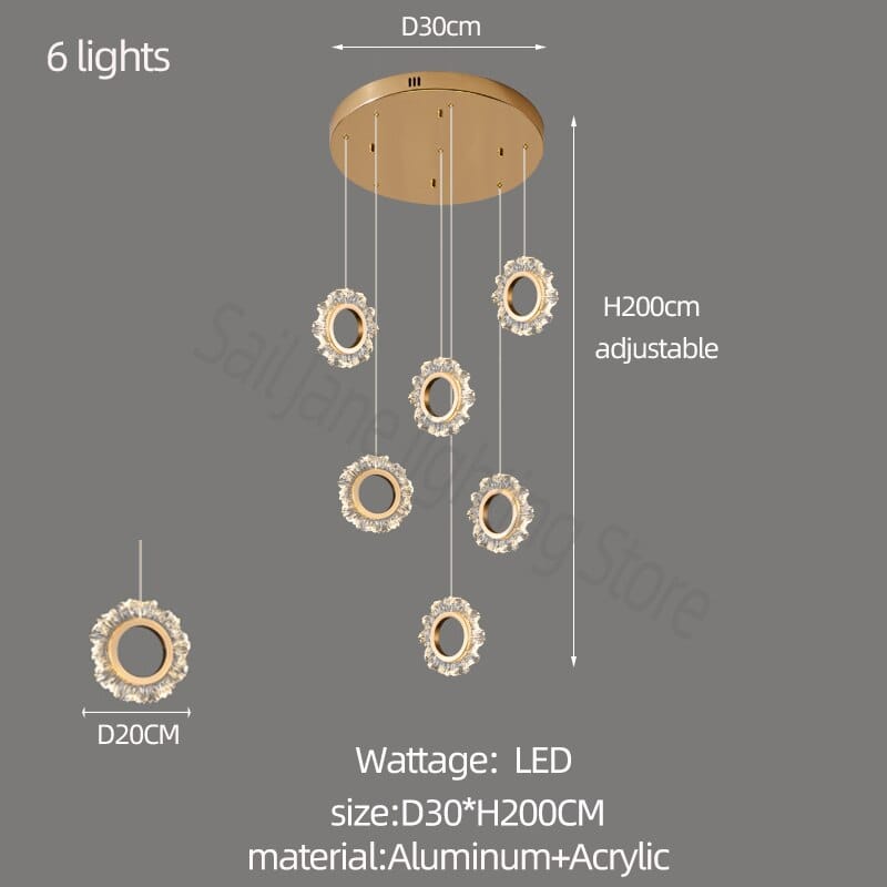 Rings LED Light Staircase Chandelier – Style Your Staircase