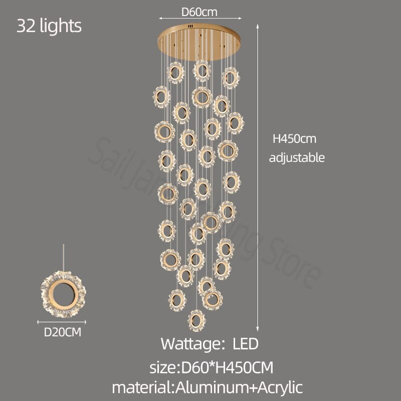 Rings LED Light Staircase Chandelier – Style Your Staircase