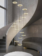 Rings LED Plate Staircase Chandelier