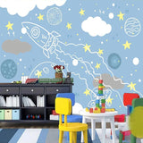 Rocket to Space Sketch Nursery Wallpaper