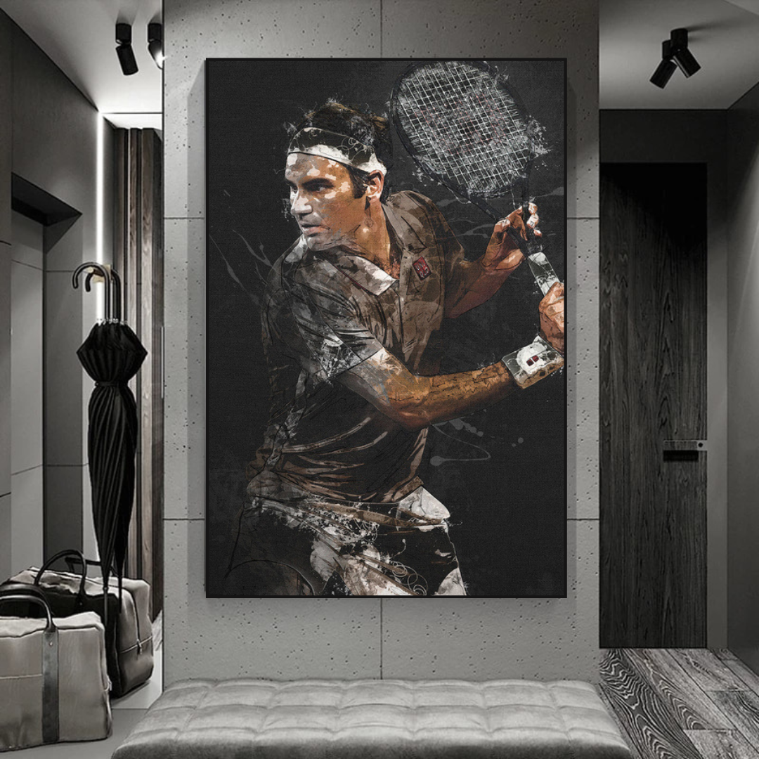 Roger Federer Leinwand-Wandkunst – Sportdekoration