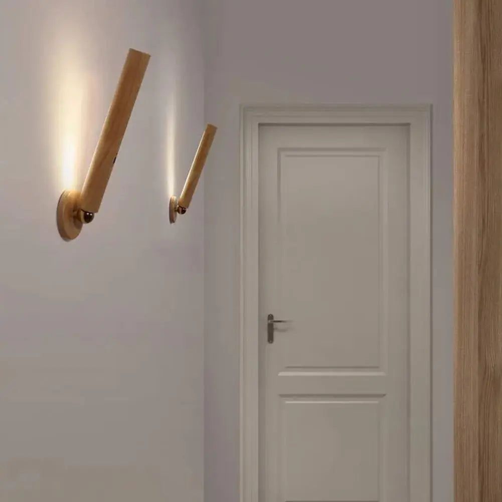 Rotatable Oak Wood 360° Wall Light USB Chargeable