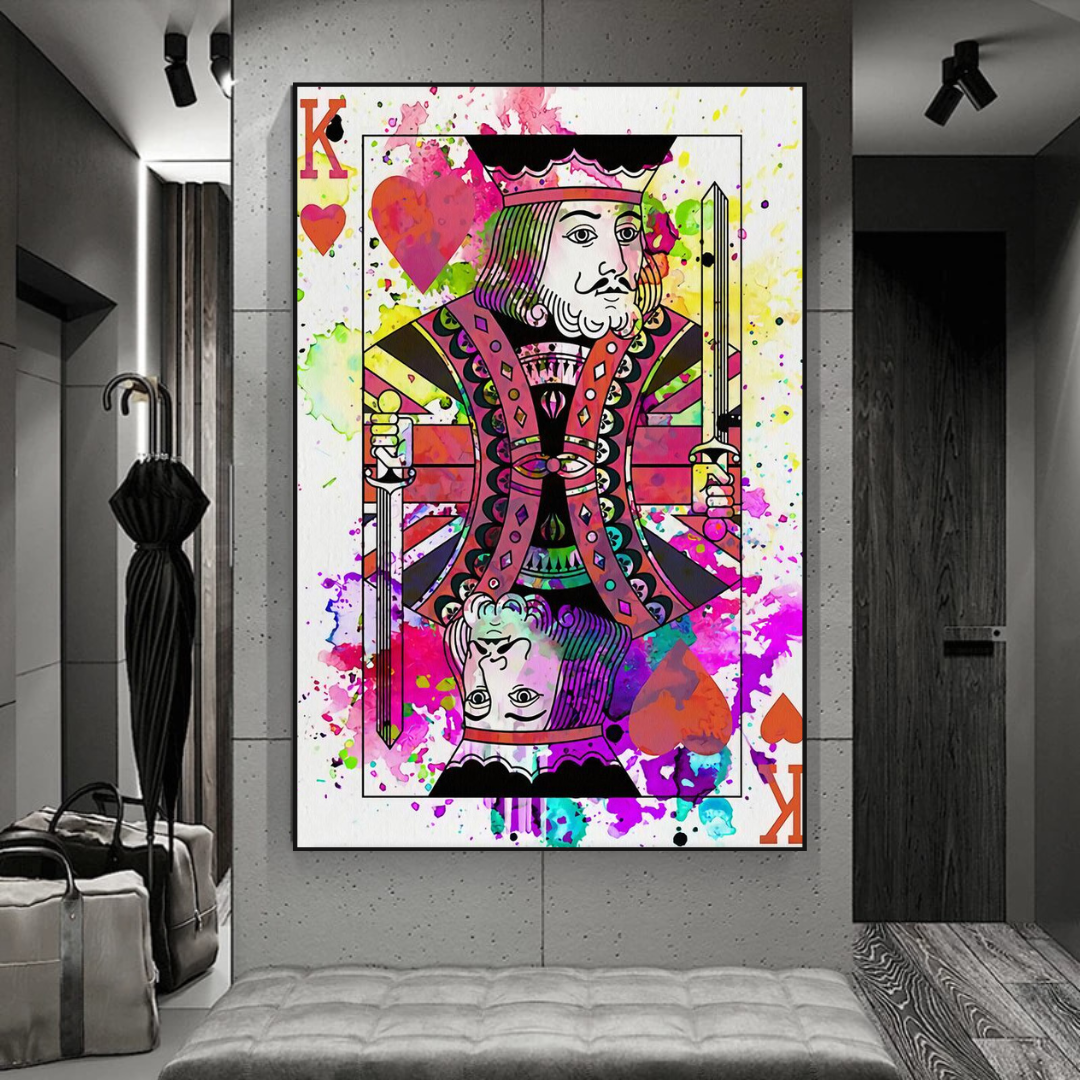 Royal Flush : King Playing Poker Canvas Wall Art