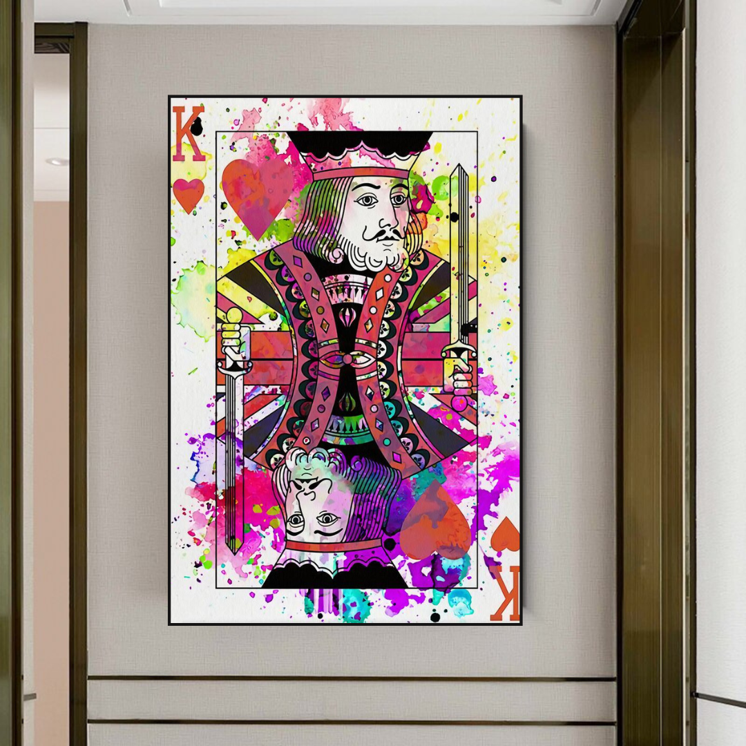 Royal Flush: King Playing Poker Canvas Wall Art