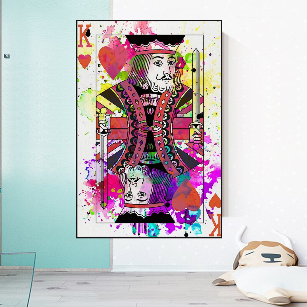 Royal Flush: King Playing Poker Canvas Wall Art