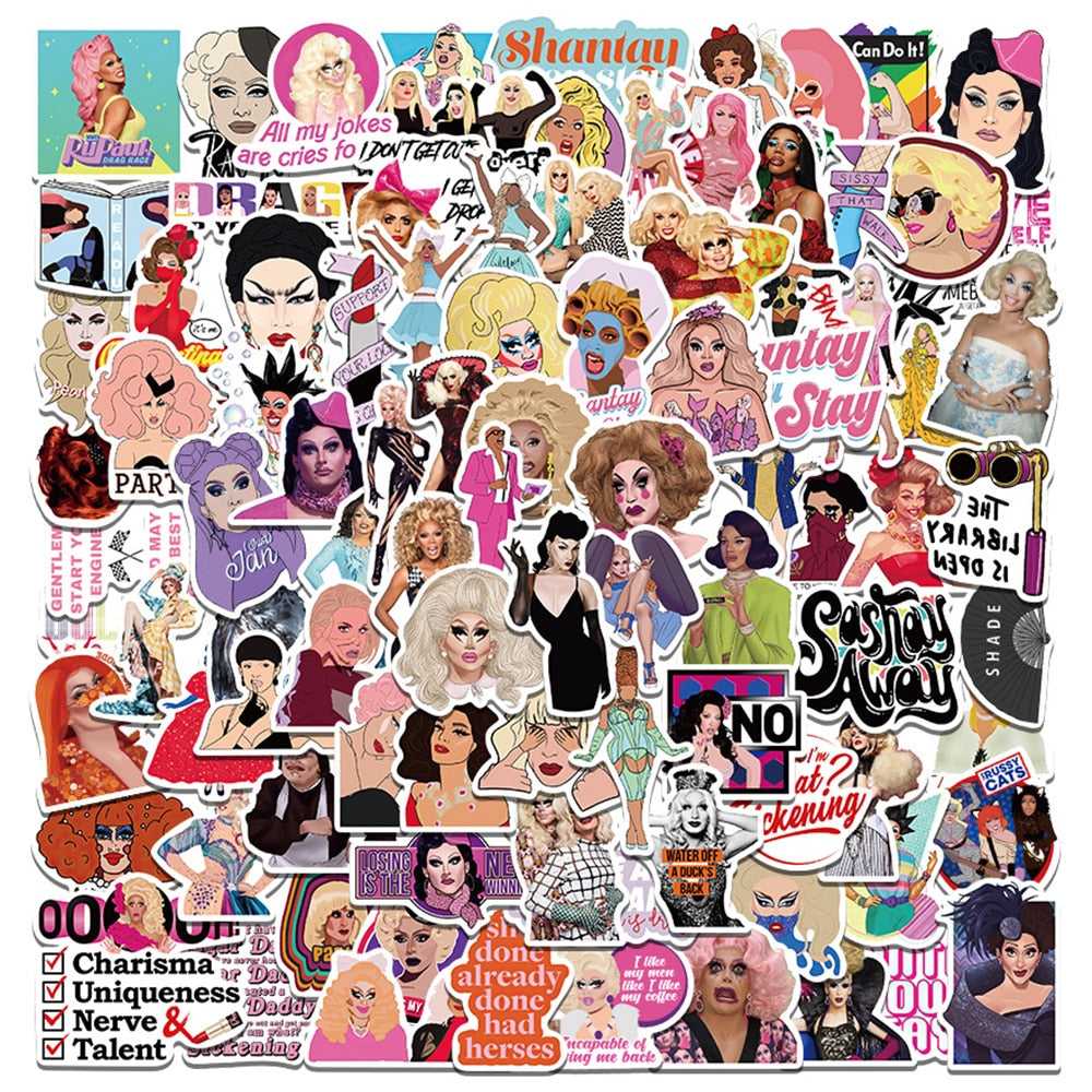 TV Show RuPaul Drag Race Stickers Pack | Famous Bundle Stickers | Waterproof Bundle Stickers