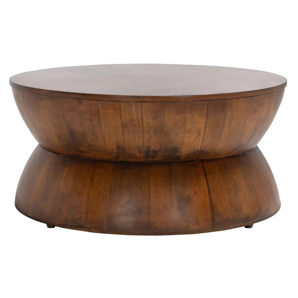 Table basse ronde rustique en bois massif 
