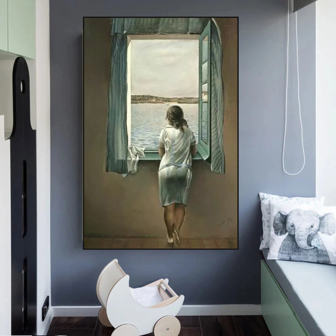 La jeune femme à la fenêtre de Salvador Dali apporte une beauté surréaliste à votre espace