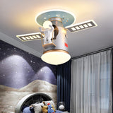 Satellite Earth Space Ship NASA LED Ceiling Lamp for Kids Room