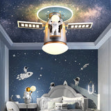 Satellite Earth Space Ship NASA LED Ceiling Lamp for Kids Room