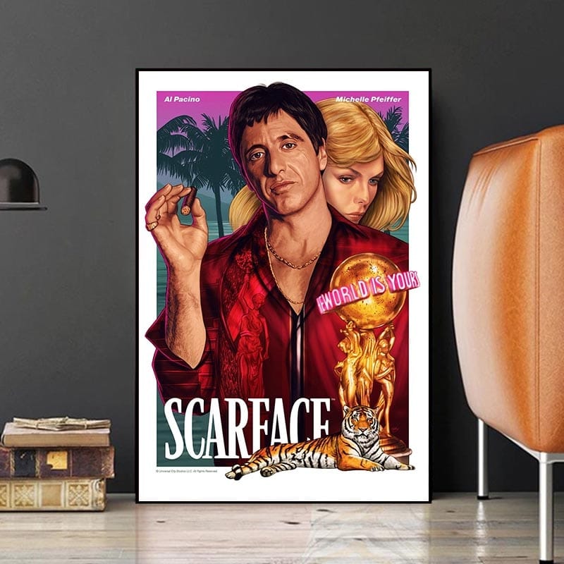 Arte de pared en lienzo de Scarface, Al Pacino, El Padrino