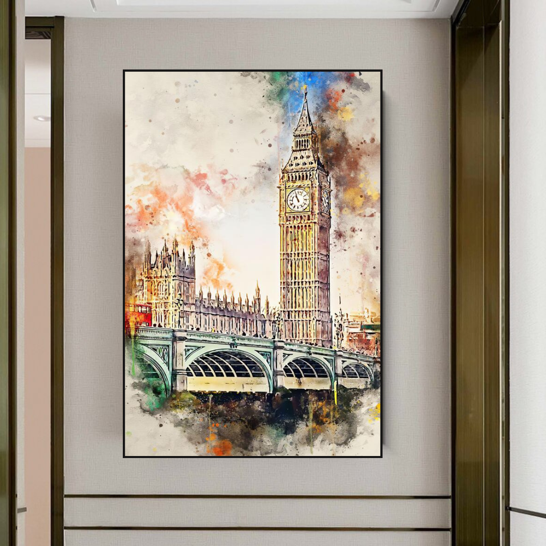 Landschaftsbild auf Leinwand, Motiv: London, Big Ben, Landschaft