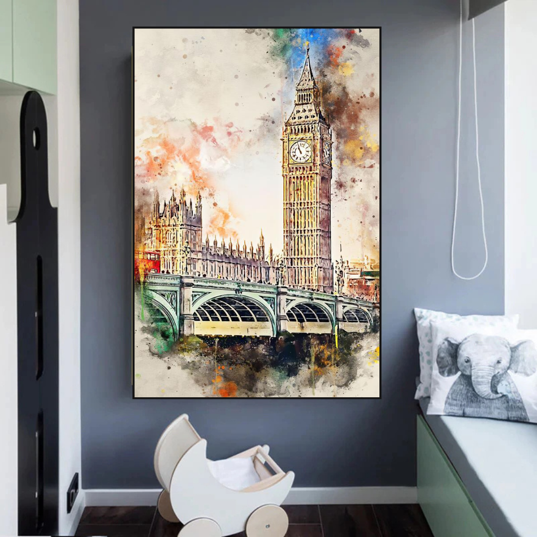 Landschaftsbild auf Leinwand, Motiv: London, Big Ben, Landschaft