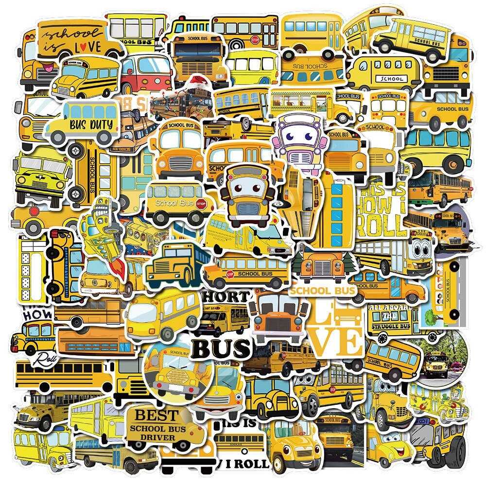 School Bus Stickers Pack | Famous Bundle Stickers | Waterproof Bundle Stickers