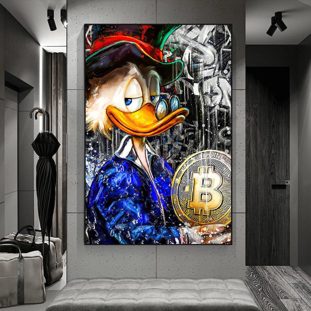 Scrooge McDuck Bitcoin Millionaire Canvas Wall Art