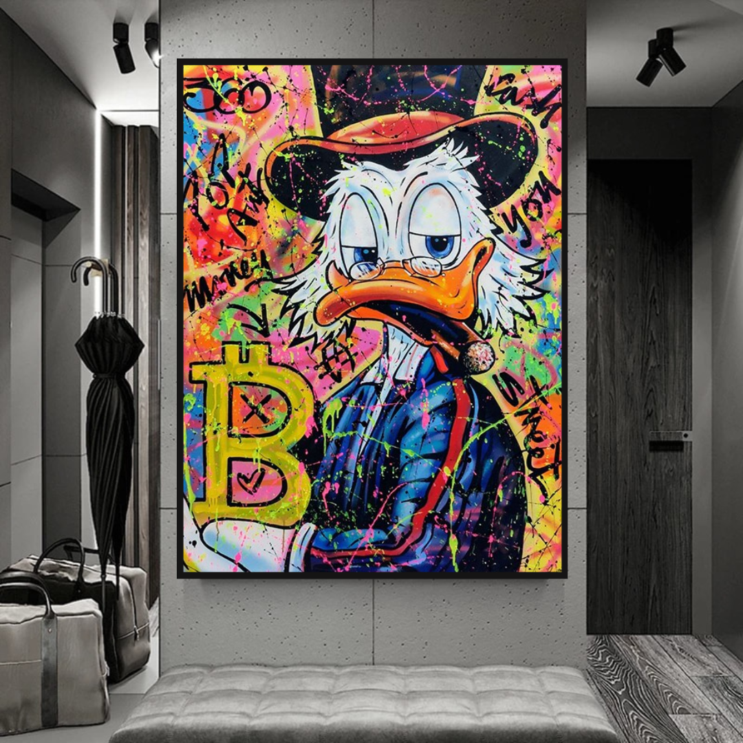 Scrooge McDuck Bitcoin Millionaire Canvas Wall Art