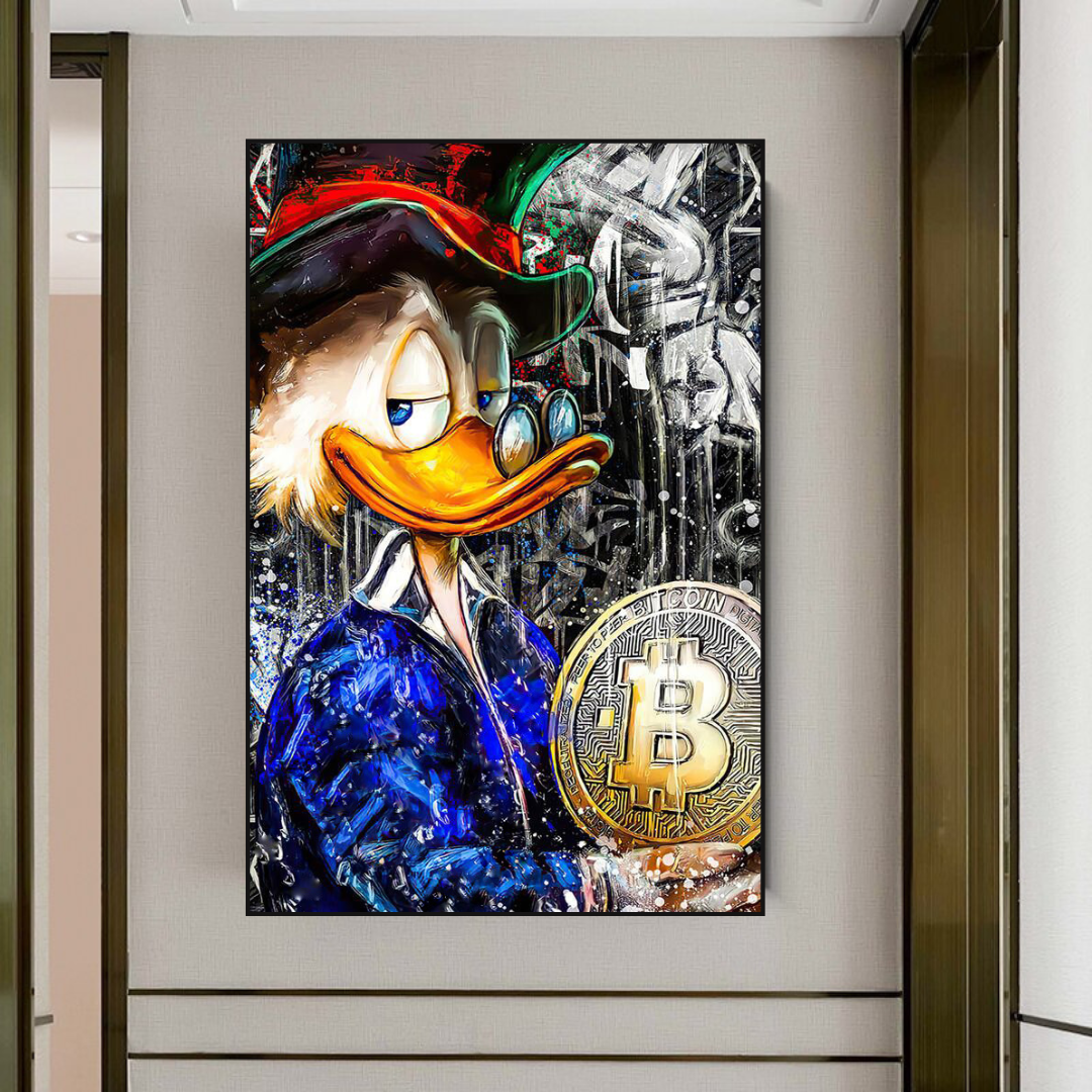 Dagobert Duck Bitcoin Millionaire Leinwand-Wandkunst