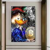 Scrooge McDuck Bitcoin Millionaire Canvas Wall Art