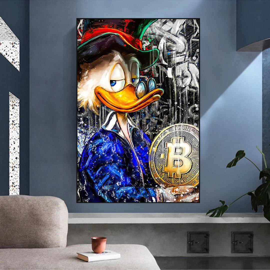 Scrooge McDuck Bitcoin Millionaire Canvas Wall Art