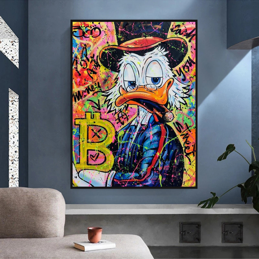 Scrooge McDuck Bitcoin Millionaire Canvas Wall Art