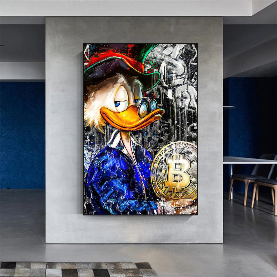 Dagobert Duck Bitcoin Millionaire Leinwand-Wandkunst