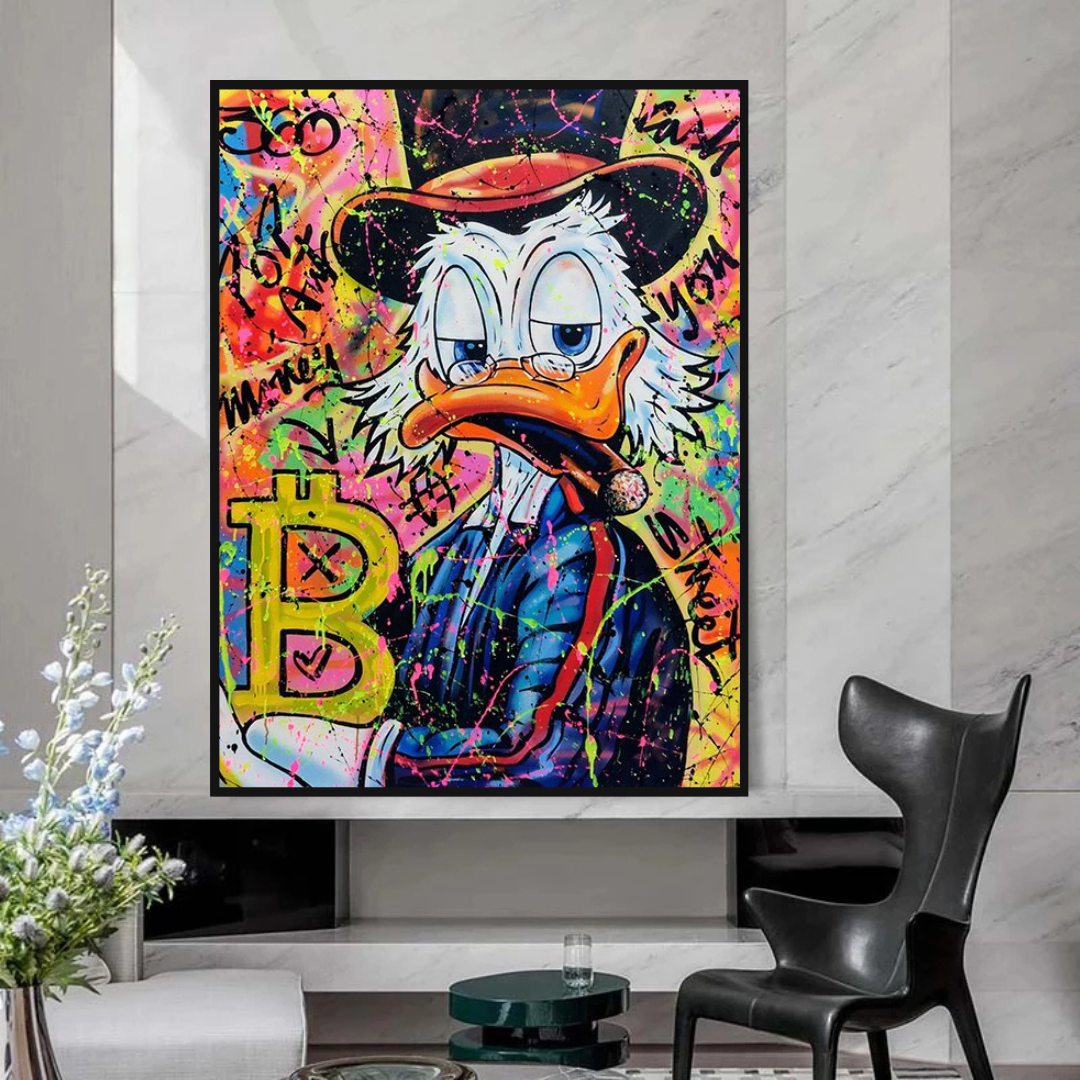 Scrooge McDuck Bitcoin Millionaire Canvas Wall Art