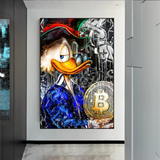 Scrooge McDuck Bitcoin Millionaire Canvas Wall Art